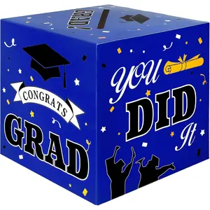 Graduation Card Box, 2025 Graduation Party Decorations, Graduation Box, Graduation Card Holder Foldable Congrats Grad Card  Box Class of 2025 for Graduation Party Supplies Party Favors Blue