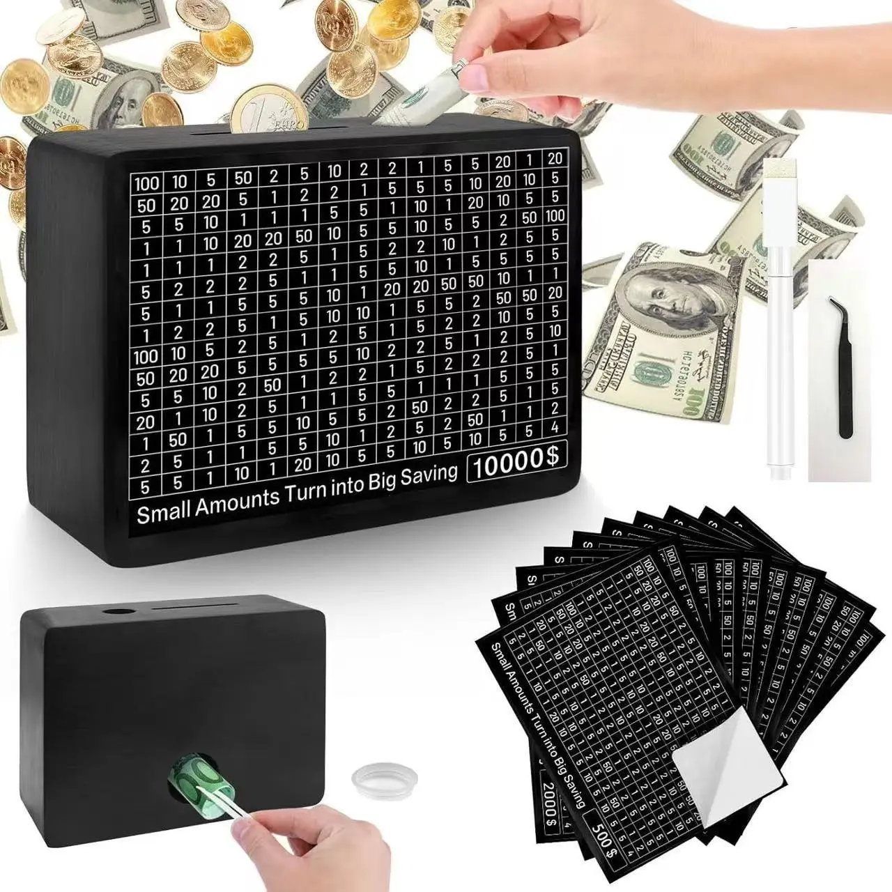 Adult and child wooden money boxes, Wooden Savings Box, Coin Bank, Coin Piggy Bank, Cash Coin Jar, ideal gifts for boys and girls, cash storage containers, perfect organizers for saving goals.