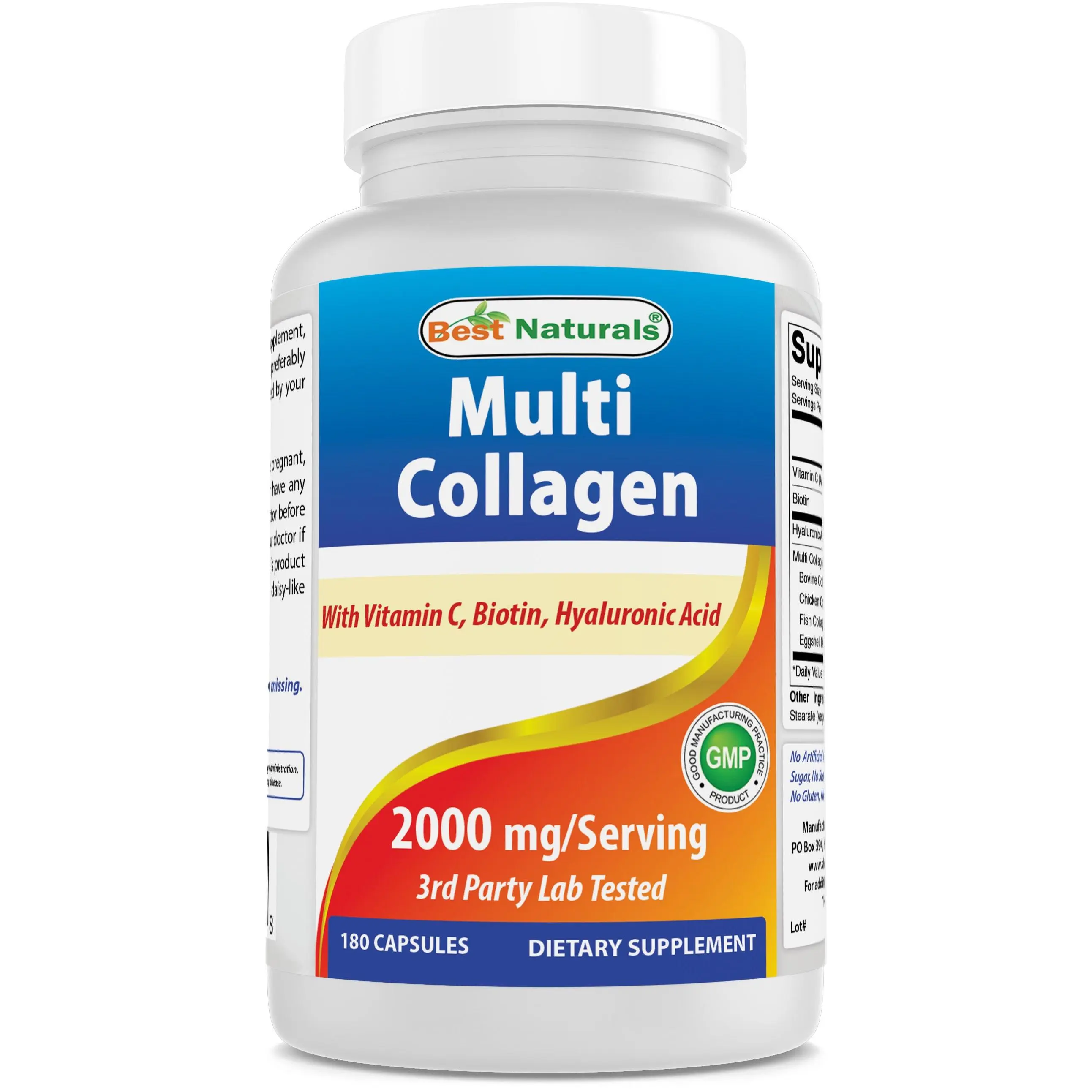Best Naturals Multi Collagen Pills 2000mg for Women & Men - Hydrolyzed Collagen Peptides Capsules for Hair Skin and Nails with Types I II III V X, Biotin, Hyaluronic Acid & Vitamin C