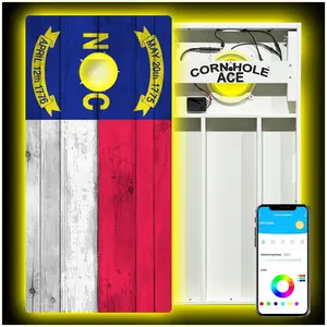 North Carolina State Flag Cornhole Board Set | All Weather with Pro Light Kit