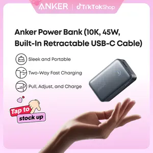 [Limited Offer]Anker Nano Power Bank, 10,000mAh Portable Charger with 2.3 ft Anker InstaCord Retractable Cable, 45W Max Compact Battery Pack, Smart Display, For iPhone 16 Series, iPad, Galaxy, Pixel, and More