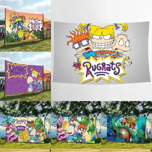 Cartoon R-RUGRAT Background For Photography Bunny Easter Eggs Vintage Wood Board Birthday Party Decor Backdrops