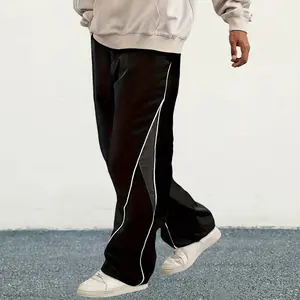 Men's Street Style Jogger Pants - Lightweight polyester fiber joggers, quick-drying loose high street overalls, suitable for street dancing, suitable for daily wear, part of the streetwear collection | Waistband design | Gloss surface treatment