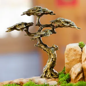 Charming Mini Pine Tree Statue, Copper Alloy Material, Perfect for Bonsai Decoration, Indoor Outdoor Use, Decorative Ornament