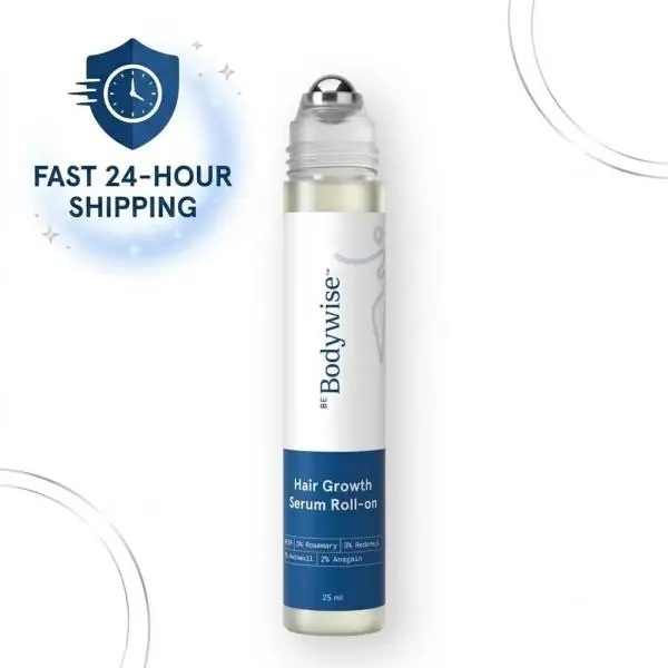 Be Bodywise Hair Growth Serum Roll-on - 3% Rosemary & Redensyl Hair Thickening Treatment  24-HR FAST SHIP