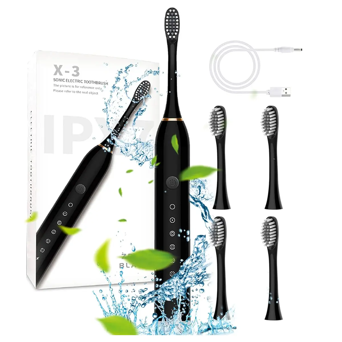 Rechargeable Sonic Toothbrush with 4 Brush Heads, 40000 VPM Deep Cleaning & 2-Minute Smart Timer, 6 Cleaning Modes, IPX7 Waterproof Electric Toothbrush ,Intelligent Deep Cleaning Toothbrushes for Adults