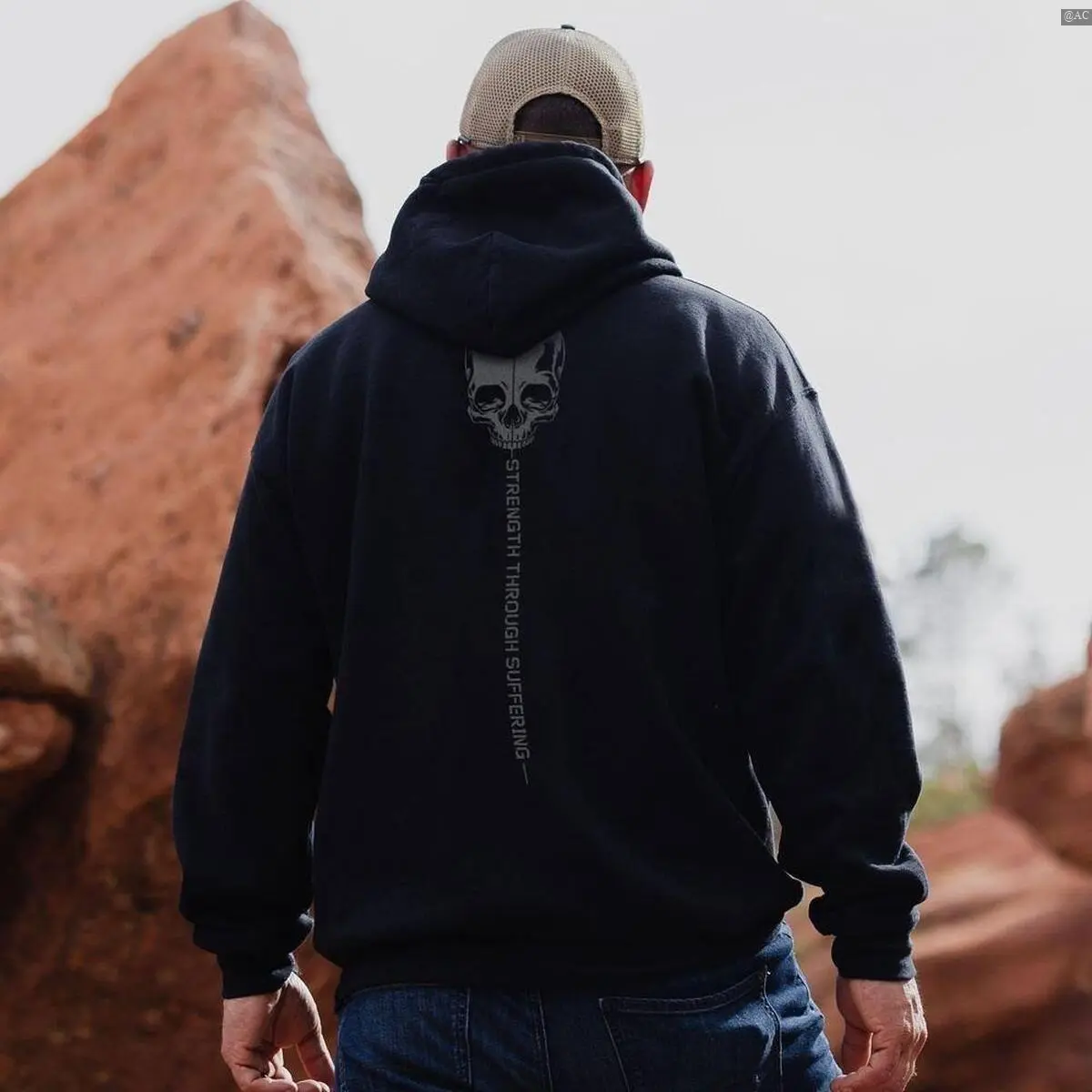 Strength Through Suffering Skull Hoodie/Sweatshirt/Tshirt, Stoic Warrior Mindset Graphic Print Tee