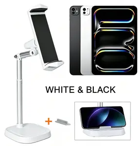 Adjustable Aluminum Multi-Device Tablet Stand, 360° Rotatable & Tilt Height Adjustable Holder, 4.4lb Heavy Duty Load Capacity, Fits iPhone, iPad Pro/Air/Mini, Tablets & Portable Monitors Up to 17 Inch