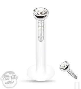 Push Top Clear CZ Labret