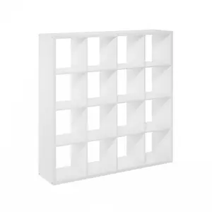 16-Cube Modern Composite Wood Bookcase - Thick-Frame Reversible Bookshelf, Open Back, 14.6x57.8x58in, for Living Room, Home Office