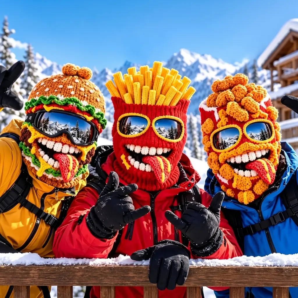Funny Knitted Ski Mask Balaclava for Men & Women, Novelty Food Design Winter Face Cover with Eye and Mouth Openings, Warm Snowboard Hood for Skiing, Snow Sports, Outdoor Cycling, Hiking, Camping, Halloween Costume Party, Cold Weather Gear, Gift for Skiers
