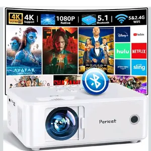 Pericat Model S20 Projector 4K Ultra HD 1080P Native 5.1 Bluetooth 5&2.4G WiFi Streaming Ready for Movies and TV