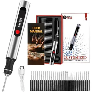 Engraving Pen, Ultimate Cordless Engraving Pen for Artists & DIYers - Engrave 60+ Surfaces - Beginner Friendly- 30 Bits & Mastery Guide (Grey)