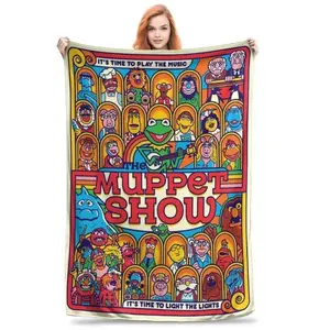 The Muppet Show Flannel Blanket, Retro Cartoon Character Fleece Throw Blanket, Vintage TV Show Fan Gift, Super Soft Cozy Blanket for Couch Bed Sofa