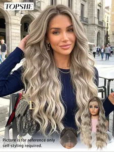 28 Inch Long Curly Wave Synthetic Lace Front Wig 13x4 HD Transparent Lace Glueless Heat Resistant Daily Wear for Women