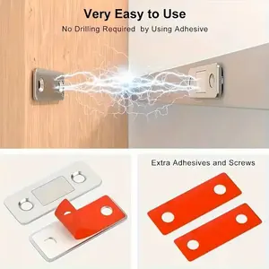 64pcs Ultra-Thin Stainless Steel Cabinet Door Closer, Magnetic Drawer Lock for Cabinets and Wardrobes, Adhesive Closet Magnet