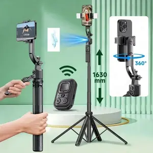 AI Follow-Up Selfie Stick with Bluetooth Remote, Intelligent Anti-Shake Pan-Tilt Handheld Gimbal, Detachable Tripod, No Light Adjustable Mobile Phone Accessory for Android Digital Devices