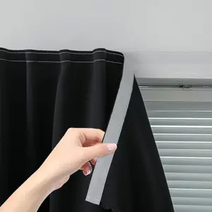 Magic Tape Blackout Curtain, 1 Count Single Panel Window Blackout Cloth Curtain, Blackout Blinds, Easy To Install Curtain for Bedroom, Living Room, Kitchen, Room, Party Decor, Interior Decoration Accessories, Blackout Window Cover