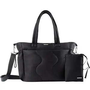 BIIVOYA Puffer Tote Bag for Women, Crossbody 15.6" Laptop Work Bag, Quilted Travel Gym Purse with Luggage Sleeve & Wet Pocket | Ultra-Loft Tech, Cushioned Soft Base, Wet/Dry Isolation, Sprint-Ready Handle, Featherlight 1.3lbs