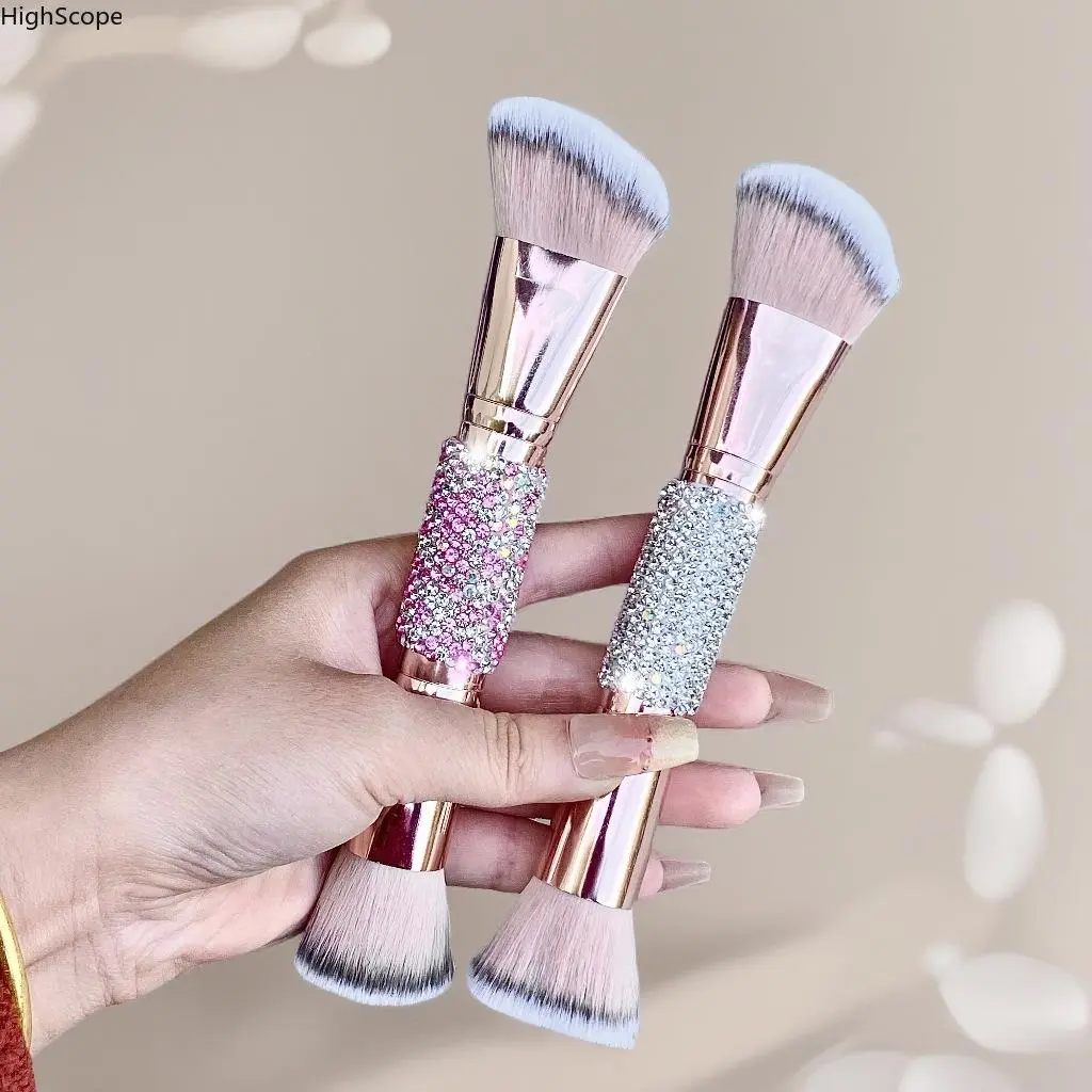 Sparkling Rhinestone Face Makeup Brush, Dual-Ended Tool for Applying Foundation, Cream, and Setting Powder, Face Makeup Brushes, Blending Brush Foundation, Two Pieces