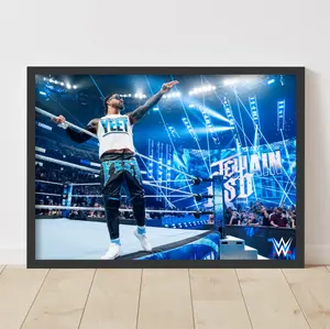 [Sale off up to 65%][Free Ship][No Frame] WWE Print - Jey Uso on Ring Side Poster Wrestling Wall Art Decor Photo Satin