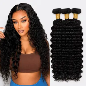 Human Hair Bundles, Brazilian Virgin Hair, Deep Curly,Body wave,Straight, Natural Black, Wet And Wavy Bundles, Style Keep Texture Silky Soft, Hair Extension