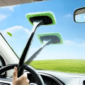 Fall Car Windshield Cleaning Tool for Summer,Glass3 PACK Washer Brush for Dry & Moist Wipe, CarGlass Cleaning Brush with Long Handle, CarCleaning Tools, Car Accessories