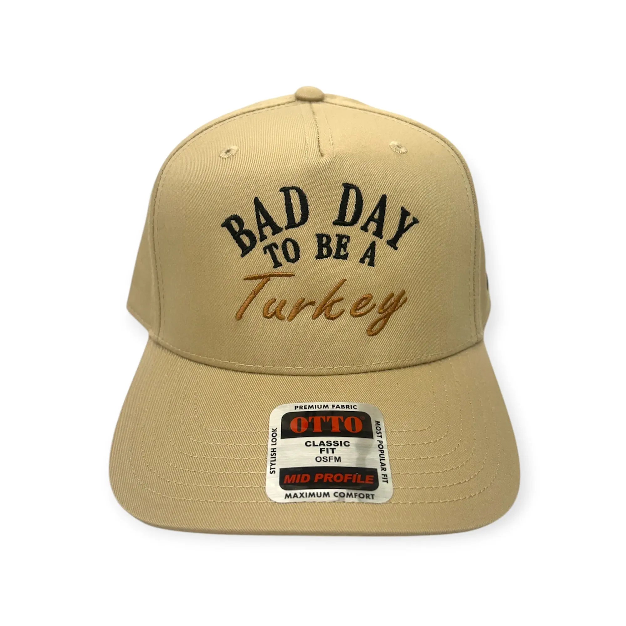 Bad Day To Be A Turkey Embroidery Thanksgiving Hat - Casual Holiday Funny Otto Cap Hat for Hunters and Guests