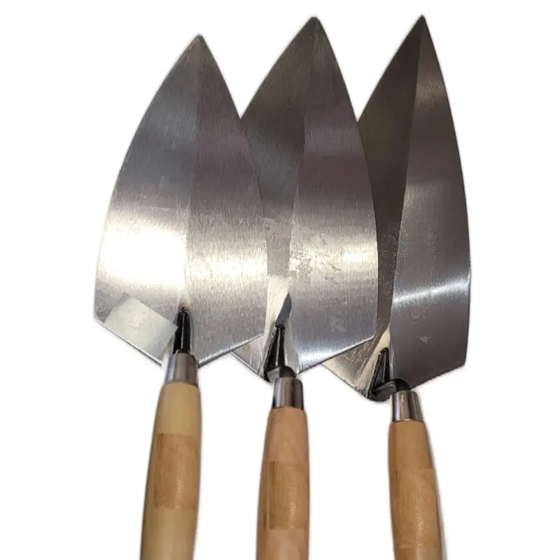 Masonry Trowel Set with Wood Handles, 9in-11in Tempered Blades - Heavy Duty Construction Concrete Tool for Brick/Stone/Concrete Wall Repair, Ground Polish, Crack Patching Hardware