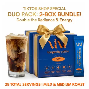 TIKTOK EXCLUSIVE BUNDLE: MILD ROAST & MEDIUM ROAST | 28 Servings | Vivi Longevity Coffee+ | 100% ARABICA COFFEE | All Day Energy, Improved Clarity, Sharpened Focus, Cellular Health, Skin & Hair Support - Third-Party Tested, 28 SERVINGS