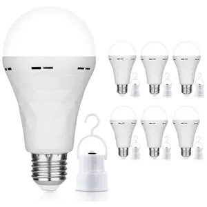 5 in 1 Rechargeable Emergency Light Bulbs A19, 15W Camping Lamp Battery Powered LED Light Bulb 6000K Daylight E26 E27 with 1200mAh,Dimond Light Bulbs for Home Power Outage Camping Hurricane - 6 Pack