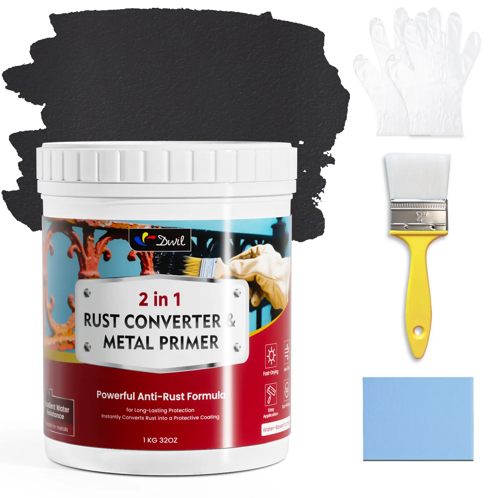 Rust Converter & Metal Primer, Water-Based Rust Inhibitor Paint, Durable Anti-Rust Coating for Indoor & Outdoor Metal, UV & Heat Resistant, Long Lasting Protection Rust Remover | fathersdaygift
