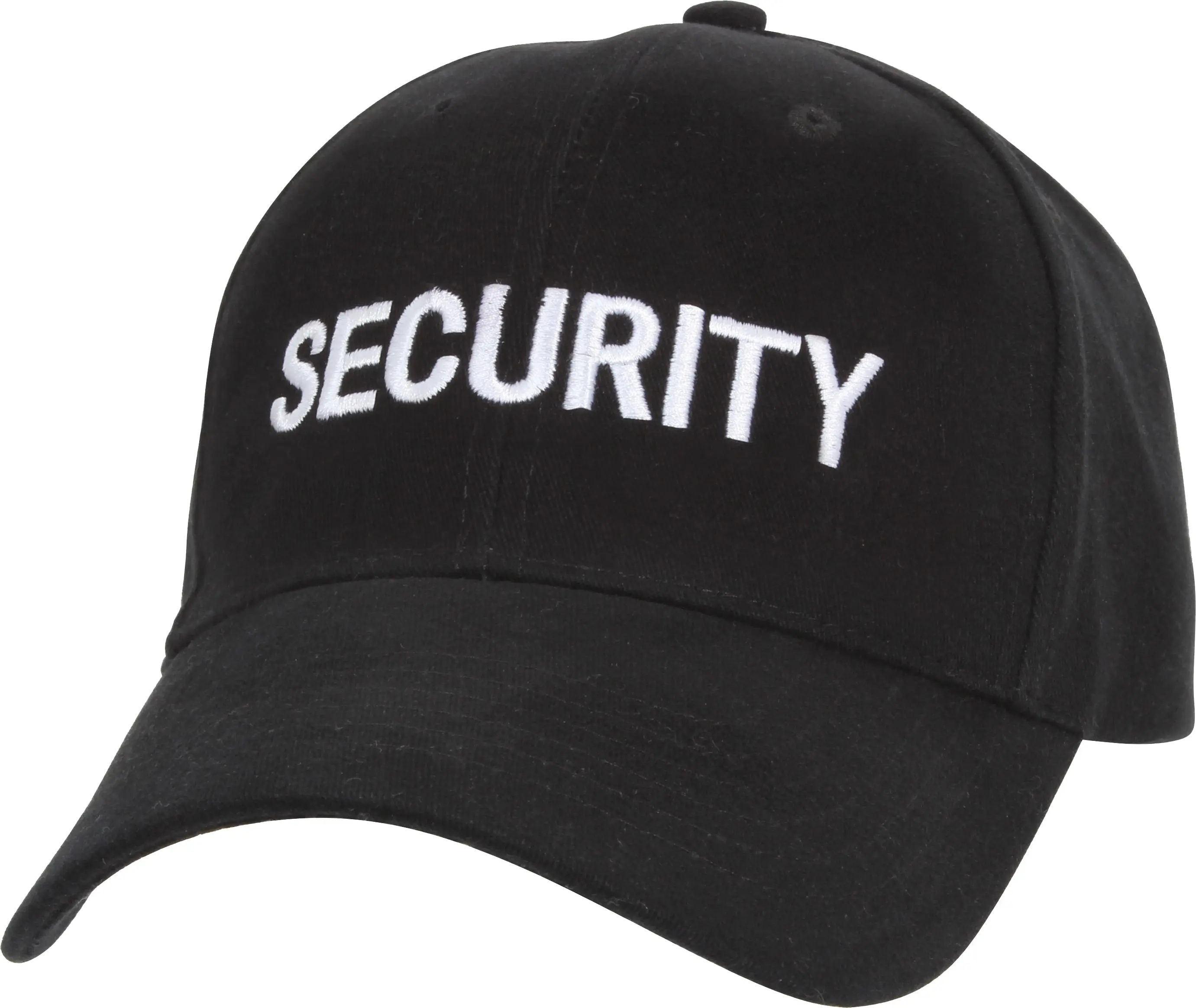 Black Adjustable Brushed Cotton Security Baseball Cap - Law Enforcement Hat, Baseball Motif Hats, Adjustable Strap, Embroidered Logo, Buckle