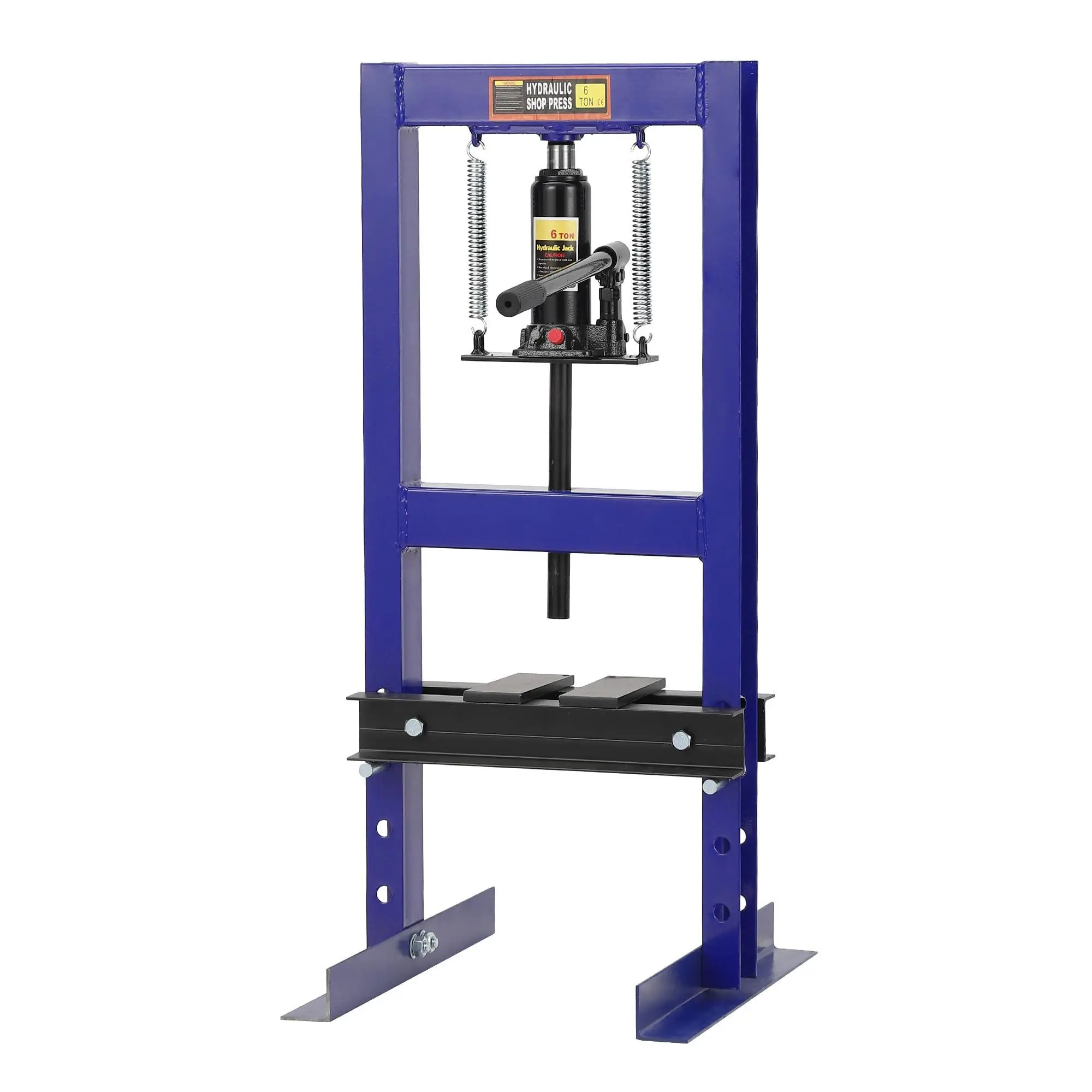 Hydraulic Press 6 T, Hydraulic Shop Press, H Frame Hydraulic Press with 2 Press Plates, Garage Floor Shop Press, Adjustable Work Table Height, Heavy Duty Press, Blue