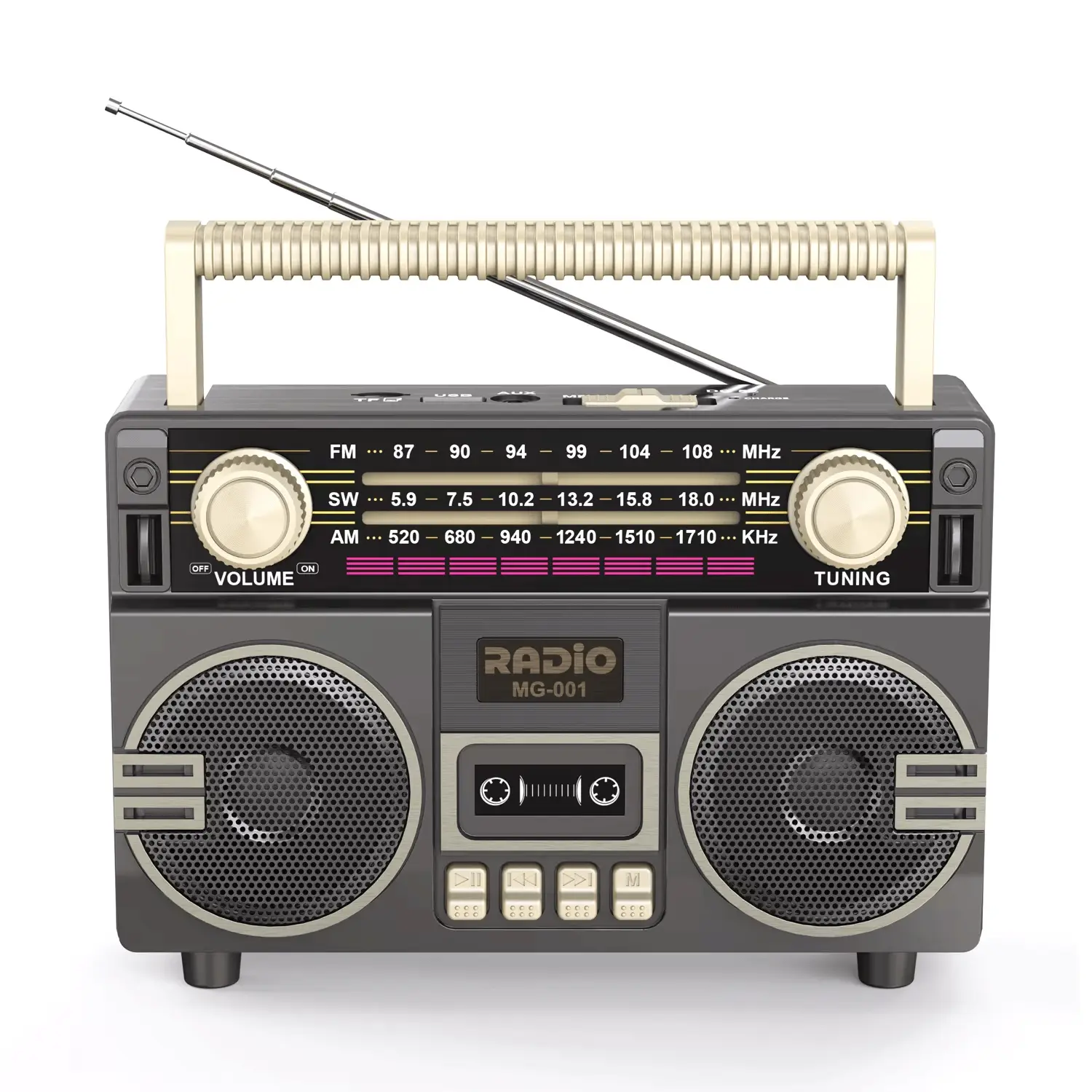 Vintage Multi-Functional Portable Radio USB Charging TF Card Player Aux Am Fm Sw Bands Ideal for Home Parties Travel Use Multifunctional Radio