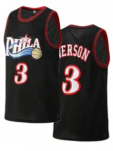 Men's Basketball Jersey - 3 Black, Embroidered & Stitched Basketball Vest, Sleeveless Sports Top