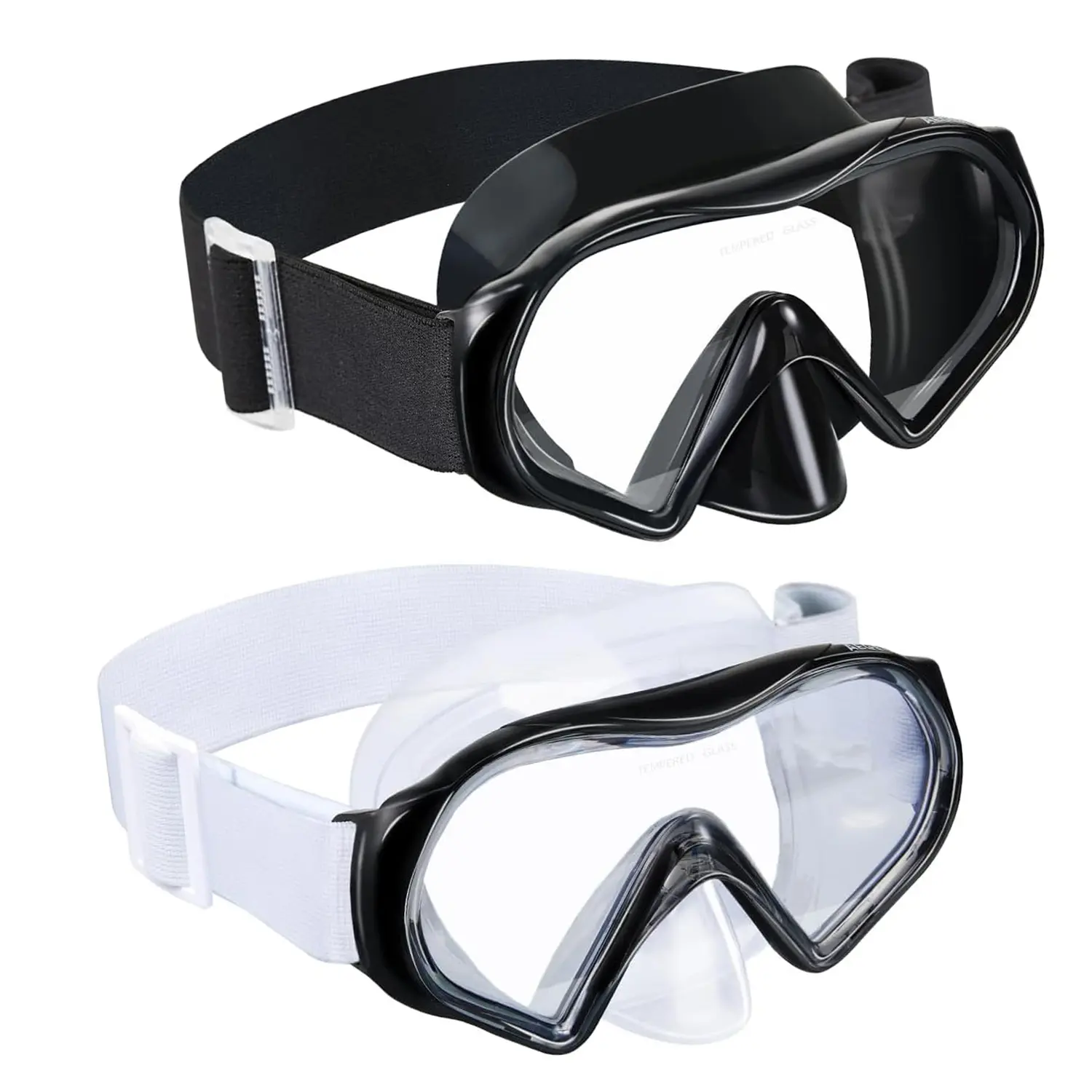 Aegend Adult Anti-Fog Swim Diving Mask with Nose Cover - Tempered Glass Lenses, Panoramic View, No Leak, Knitted Adjustable Strap, Underwater Gear for Diving, Snorkeling, Water Sports, Swim Diving Masks