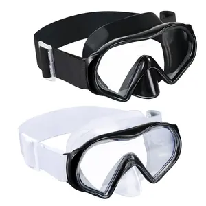 Aegend Adult Anti-Fog Diving Masks with Nose Cover - Tempered Glass Lenses, Panoramic View, No Leak, Knitted Adjustable Strap, Underwater Diving Gear for Swimming, Snorkeling, Water Sports