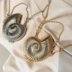 Women's 2026 Trendy Nautilus Shell Metallic Zinc Alloy Mini Evening Clutch Purse with Chain Strap, Lightweight Handbag for Party & Wedding Night Out, Cosmetic & Lipstick Pouch, Purses, Handbags For Women