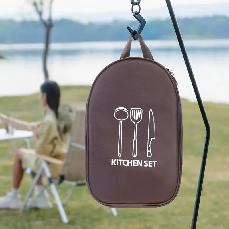 Portable Outdoor Camping Cookware Organizer, Durable Nylon Kitchen Utensil Camping Utensils Storage Bag for BBQ & Travel, Outdoor Cooking Supplies, Perfect for Outdoor Adventures & Picnics, Camping Cooking Set