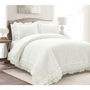 Lush Decor Ella Ruffle Lace Duvet Cover 3Pc SetF/Q