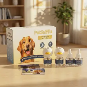 Adanced Dog Calming DiffuserforaStress,DestructiveBehavior, Pee Accidents,SeparationAnxiety,Barking,Aggression & Chewing - 2count Refilllncluded30-Dayeach Packaging May Vary(Large packincludes a temperature-sensitive color-changing greetingcard)