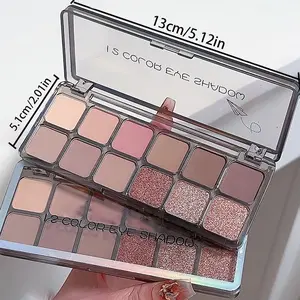 12 Color Shimmer Eyeshadow Palette Matte and Glitter Textures, Earthy Shades, Daily Use, Lightweight Brightening, Perfect for Everyday Makeup