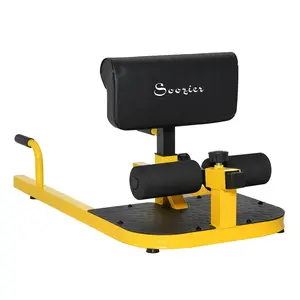 NEWZOME 3-in-1 Fitness Equipment for Push-Ups Sit-Ups and Squats Durable Steel Frame Hip Thrust Machine with Non-Slip Foot Plate and Comfortable Foam Rollers for Full Body Strength Training Yellow