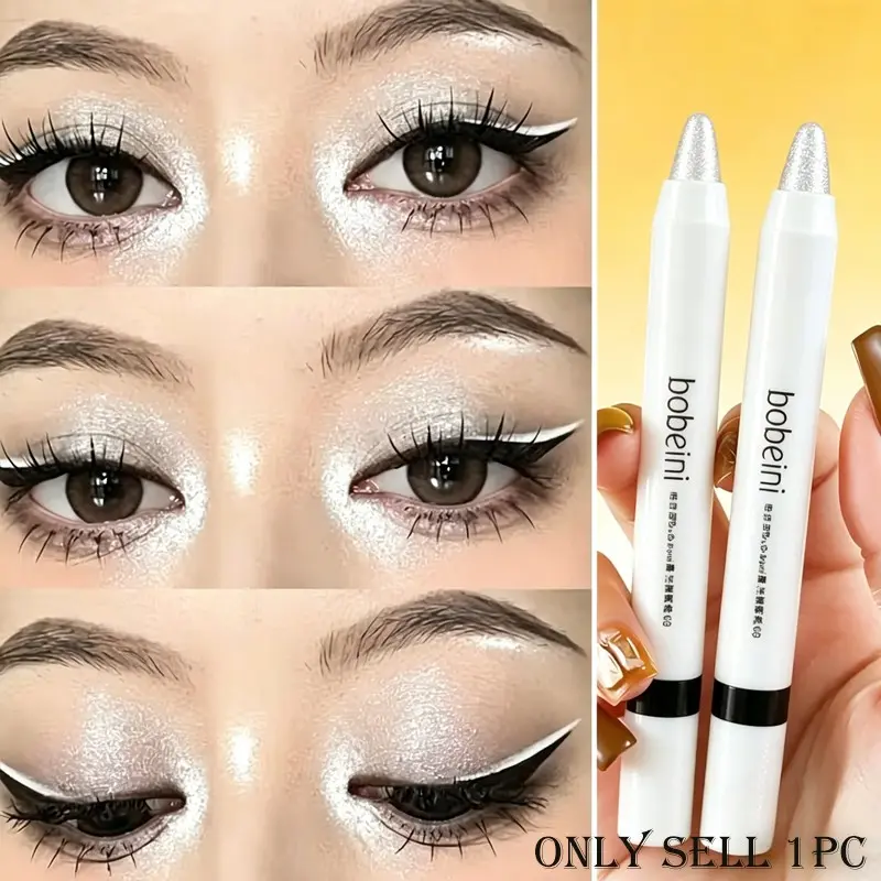 Shimmer Eyeshadow Stick, Cream Highlighter Pencil, Blendable Fine Glitter, Smooth Application for Inner Corner & Under Eye Brightening
