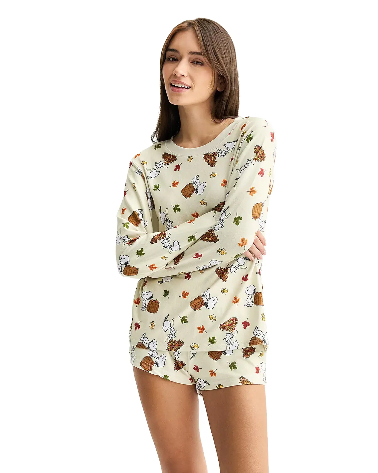 Peanuts Pajamas Women's Autumn Delight Shirt and Shorts Lounge Sleep Set