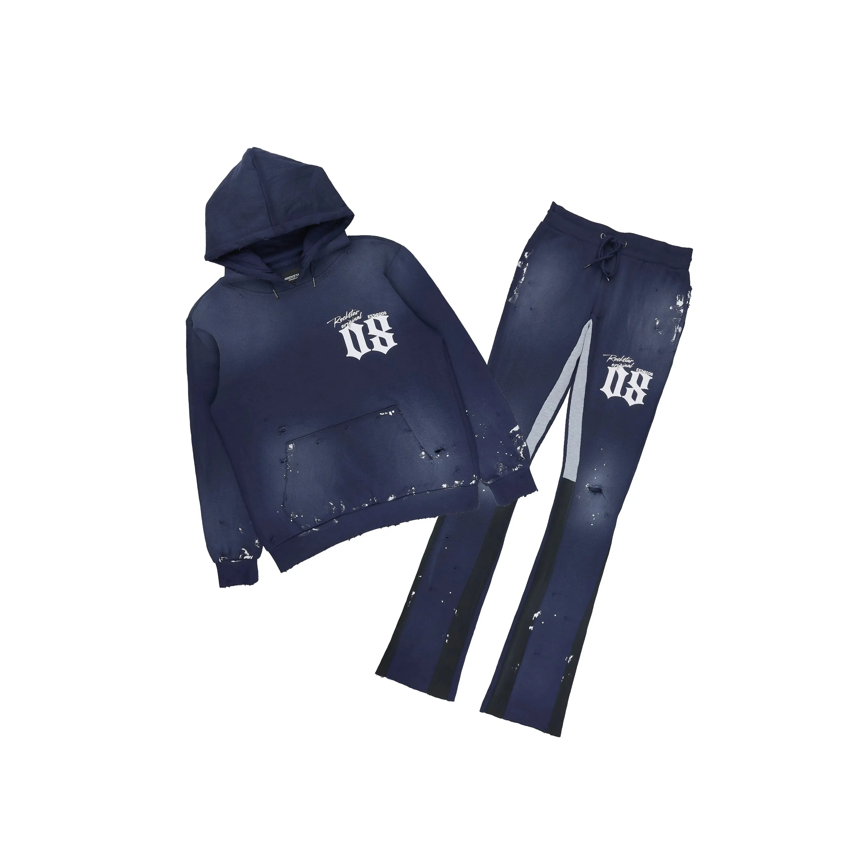 Cipher Navy Hoodie/Stacked Flare Pant Track Set