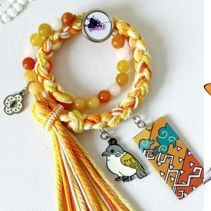 Unisex Wear Cartoon Charm Tassel Beaded Braided Rope Bracelet with Enamel Pendant, Daily Fashion Wrist Accessory, Holiday Gift for All Ages Charm Bracelets Charms Bracelet