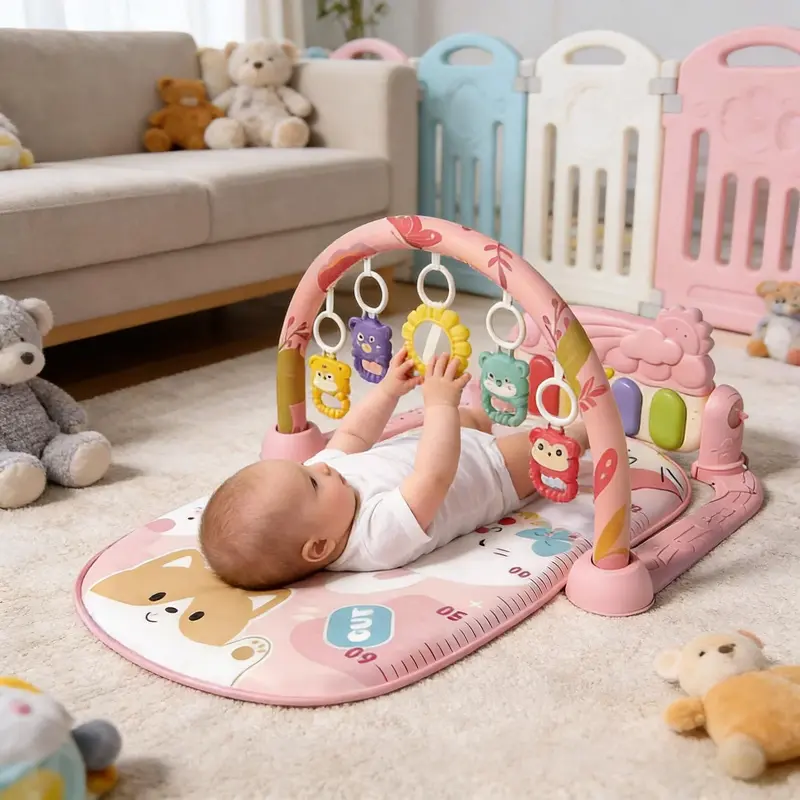 Cochildor Tapete de Gimnasio para Bebé, Tapete para Tiempo Boca Abajo para Bebés, Tapete de Piano 3 en 1 para Patear y Tocar, Regalo para Bebé para Infantes y Niños Pequeños de 0-36 Meses sohochic