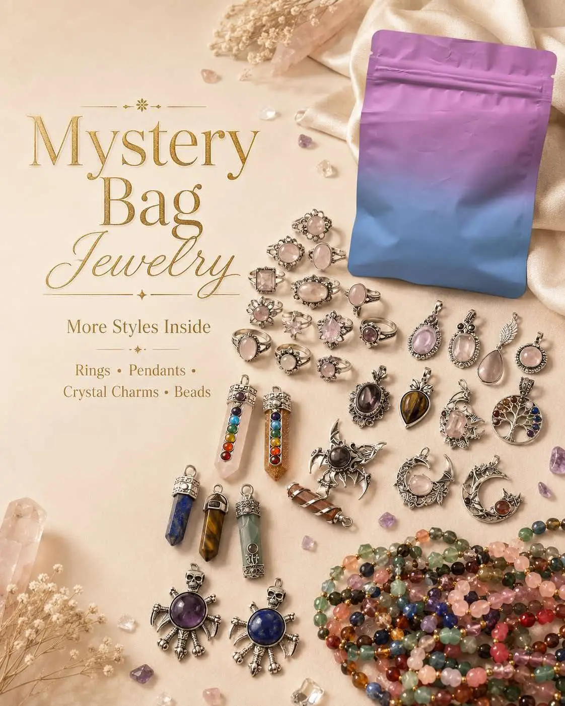 【SG Live】Stargate Crystal Jewelry Crystal Bag - Curated Gothic & Spiritual Gemstone SelectionSG-10